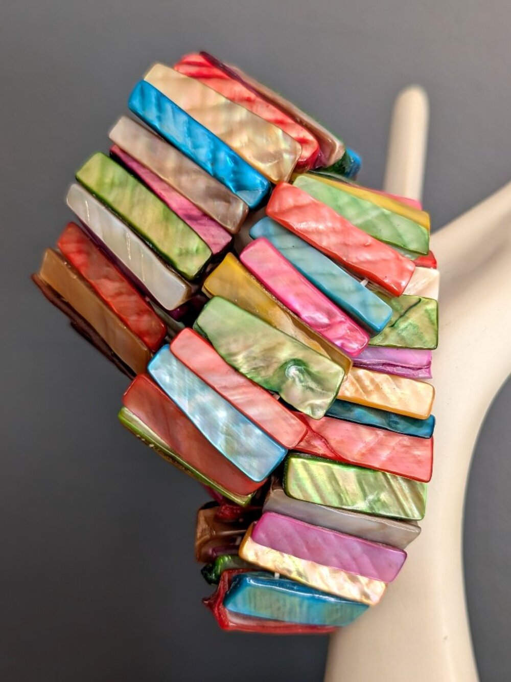 3 multi color dyed shell stretch barcelets